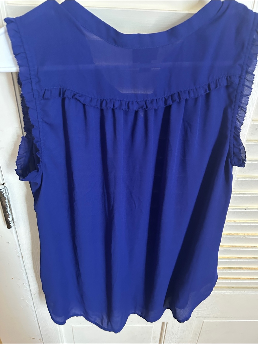 Worthington Royal Blue Sleeveless Ruffle V-Neck Camisole - Picture 8 of 9